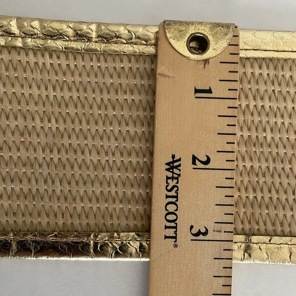 VTG: Genuine Snake Leather & Straw Wide Belt Metallic Gold/Natural Tan